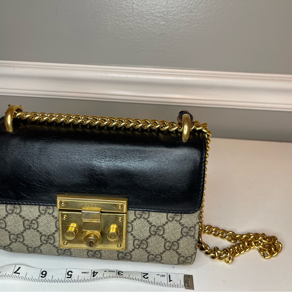 Gucci - GG PADLOCK Supreme SMALL SHOULDER Crossbody with COA Black Biege - Picture 11 of 16